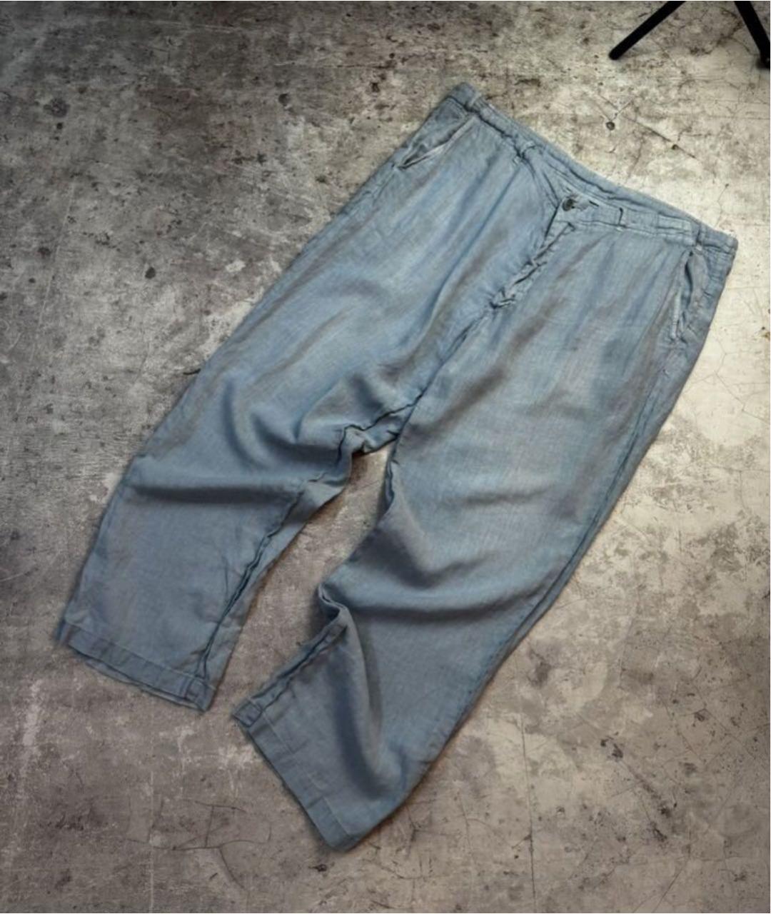 CORNELIANI Голубые льняные повседневные брюки, фото 6