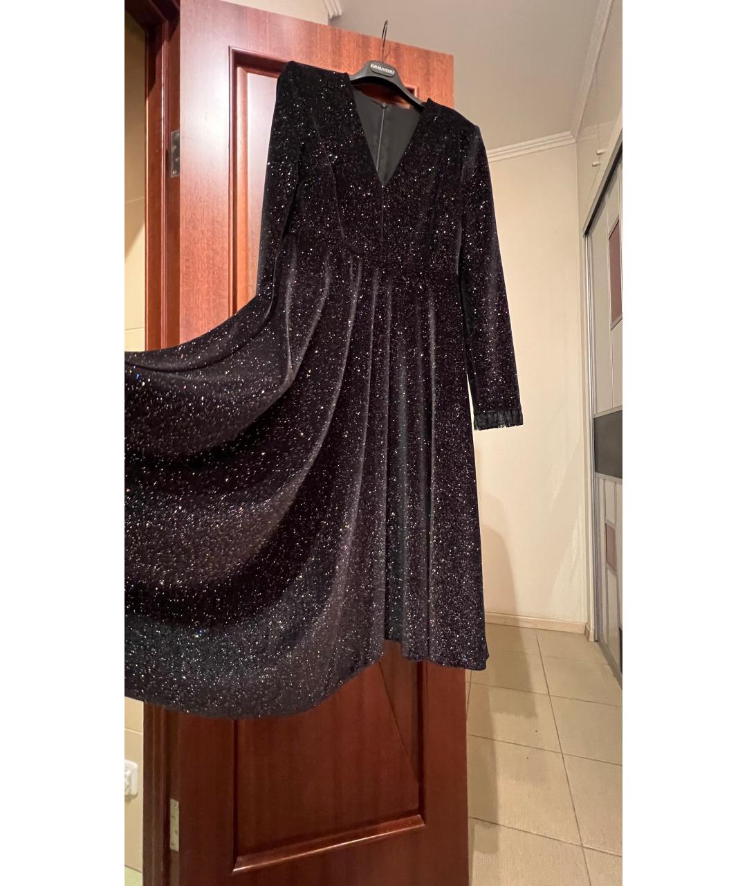 PHILOSOPHY DI LORENZO SERAFINI Черное полиэстеровое вечернее платье, фото 5