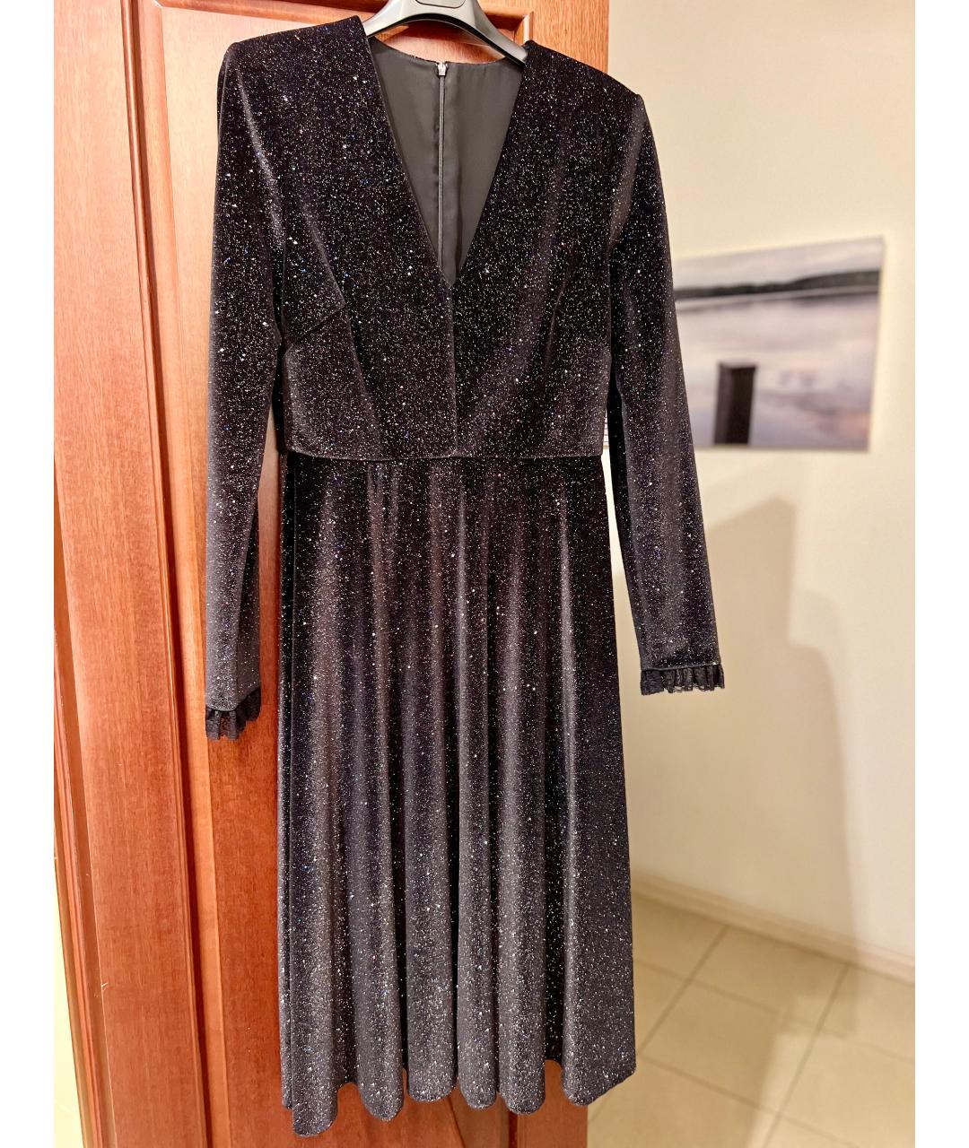 PHILOSOPHY DI LORENZO SERAFINI Черное полиэстеровое вечернее платье, фото 8