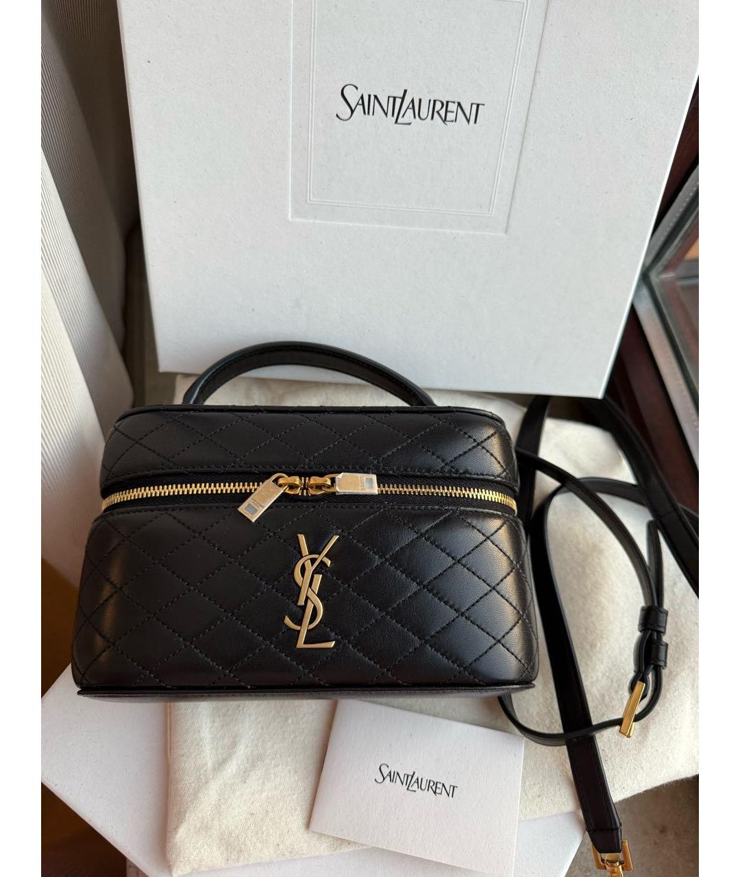 SAINT LAURENT Черная кожаная сумка через плечо, фото 7