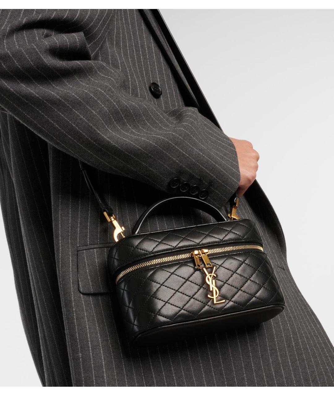 SAINT LAURENT Черная кожаная сумка через плечо, фото 4