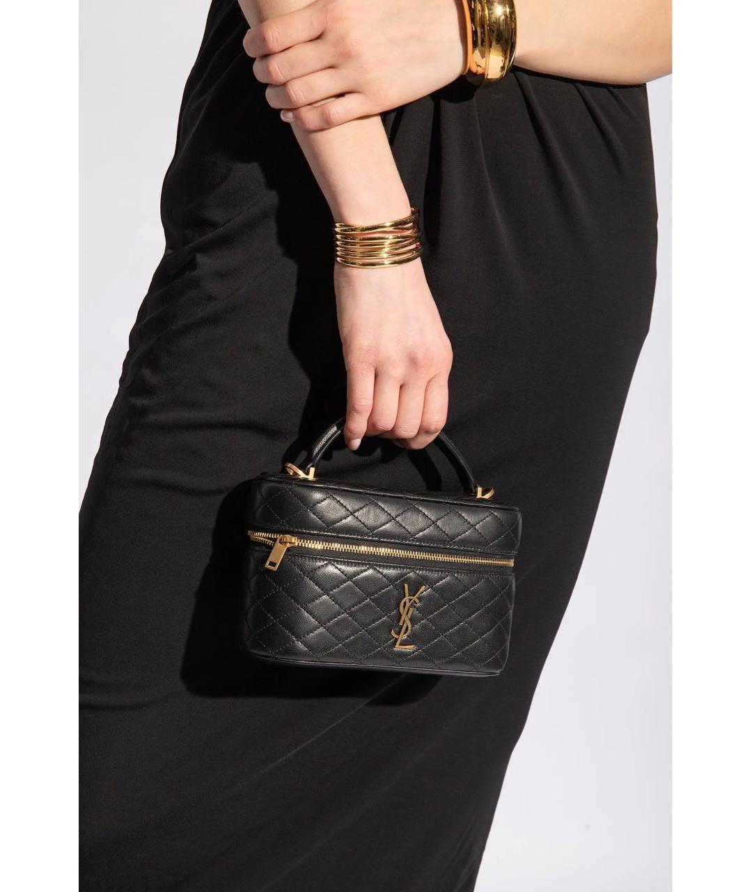 SAINT LAURENT Черная кожаная сумка через плечо, фото 2