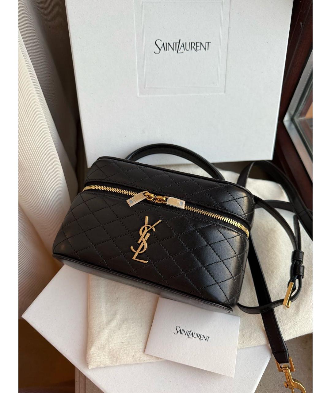 SAINT LAURENT Черная кожаная сумка через плечо, фото 5
