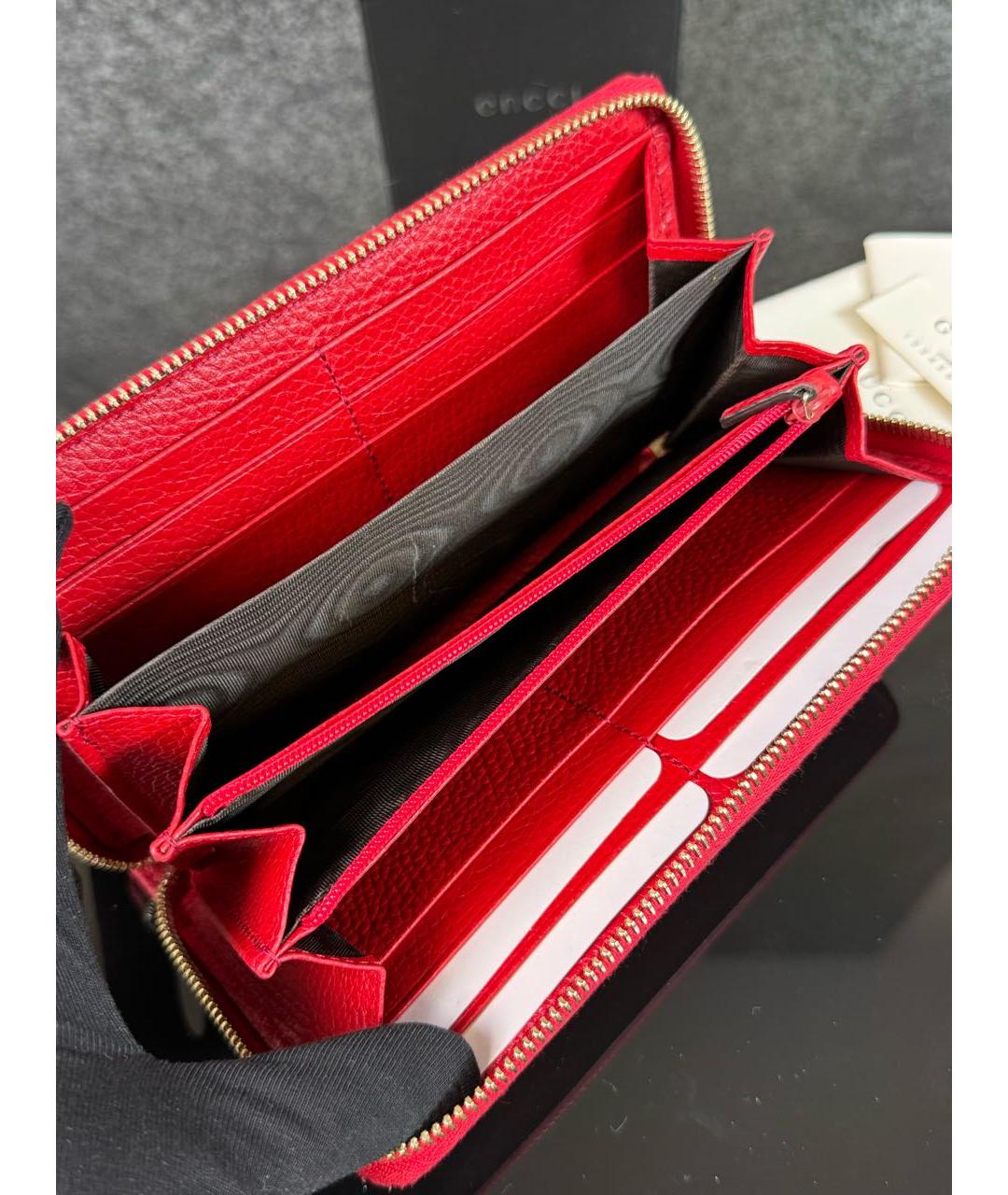 GUCCI Красный кожаный кошелек, фото 4