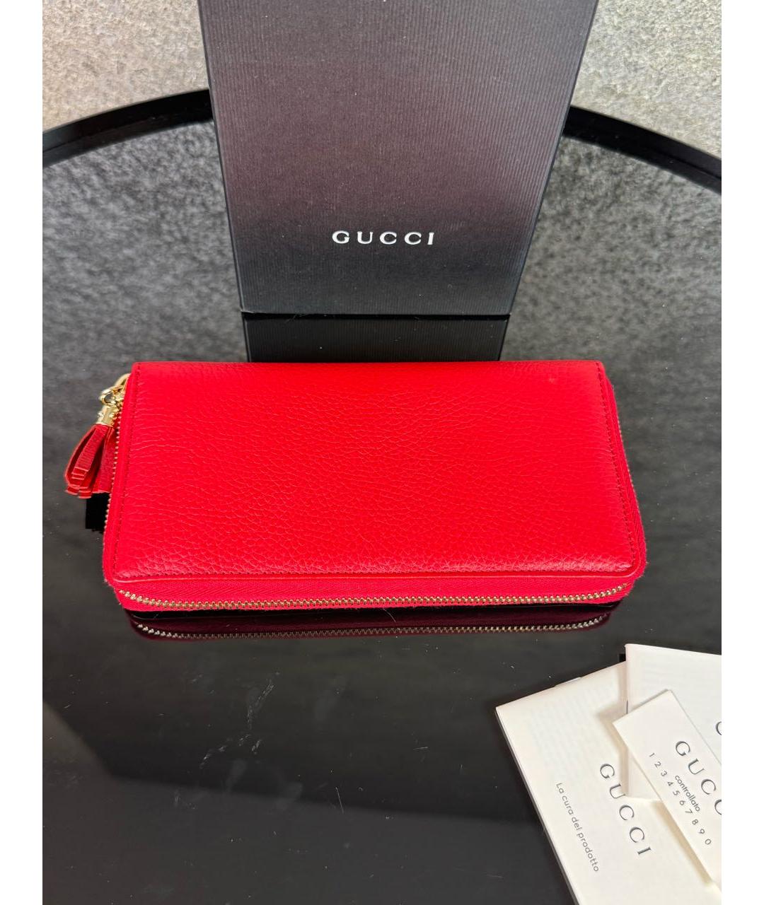 GUCCI Красный кожаный кошелек, фото 3