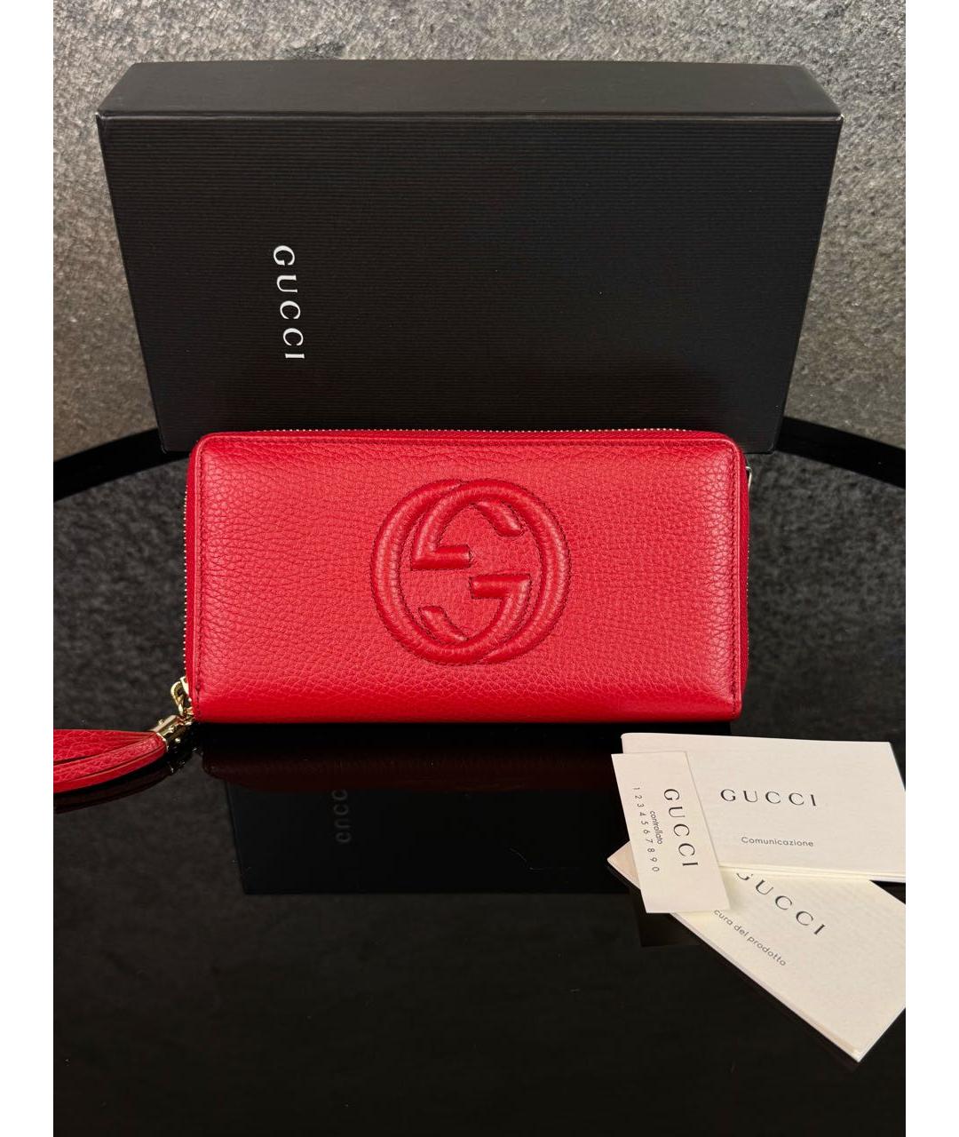 GUCCI Красный кожаный кошелек, фото 2