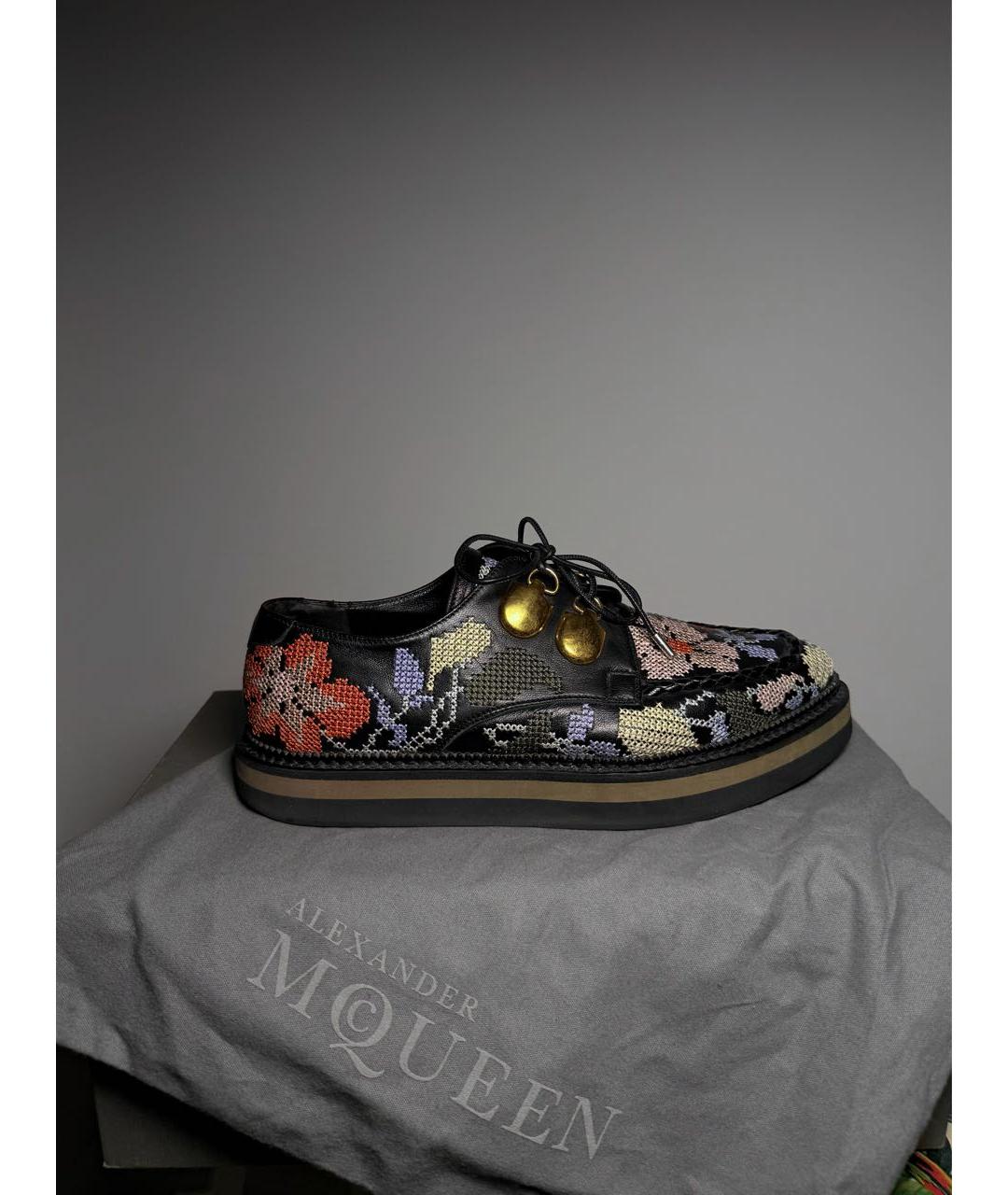 ALEXANDER MCQUEEN Черные кожаные брогги и оксфорды, фото 9