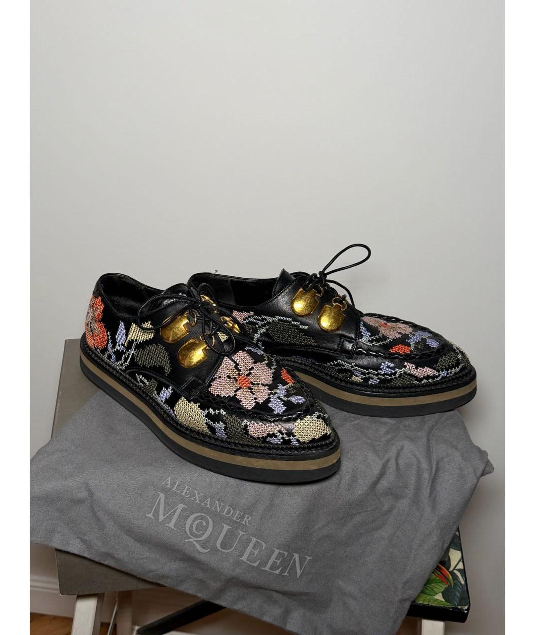 ALEXANDER MCQUEEN Черные кожаные брогги и оксфорды, фото 2