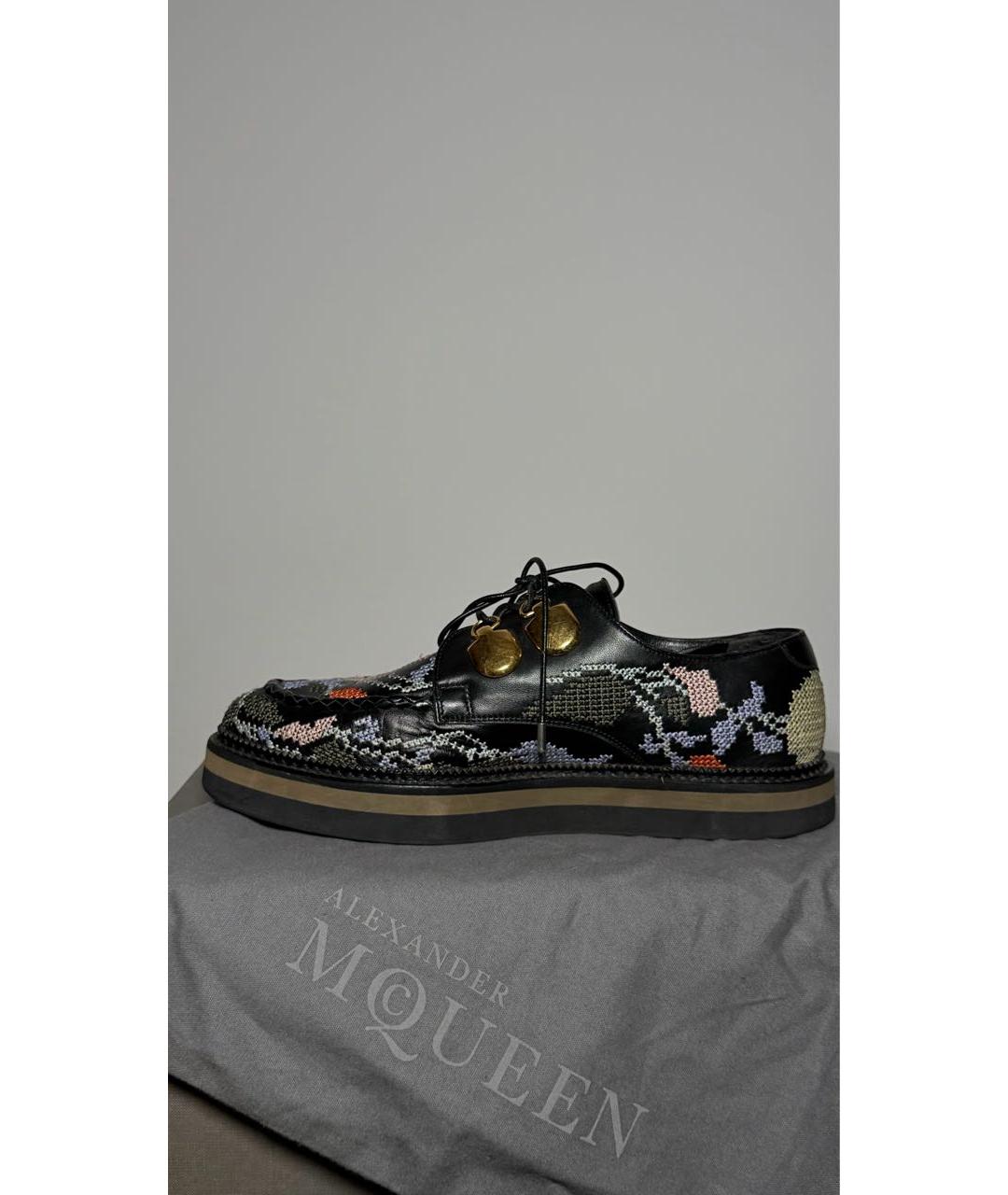 ALEXANDER MCQUEEN Черные кожаные брогги и оксфорды, фото 4