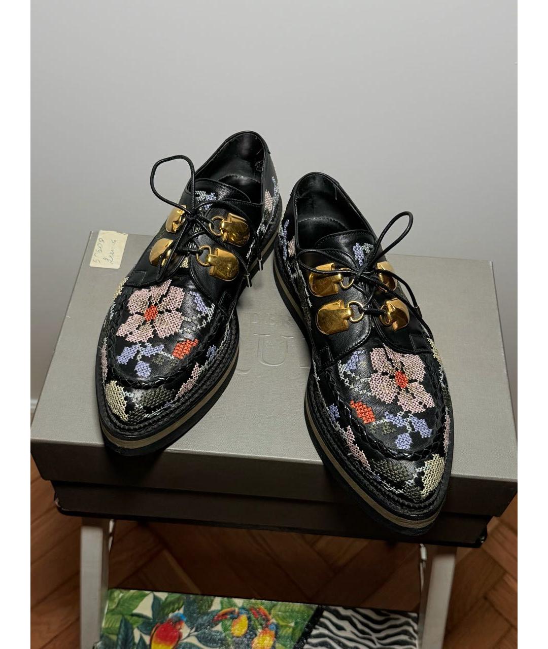 ALEXANDER MCQUEEN Черные кожаные брогги и оксфорды, фото 3