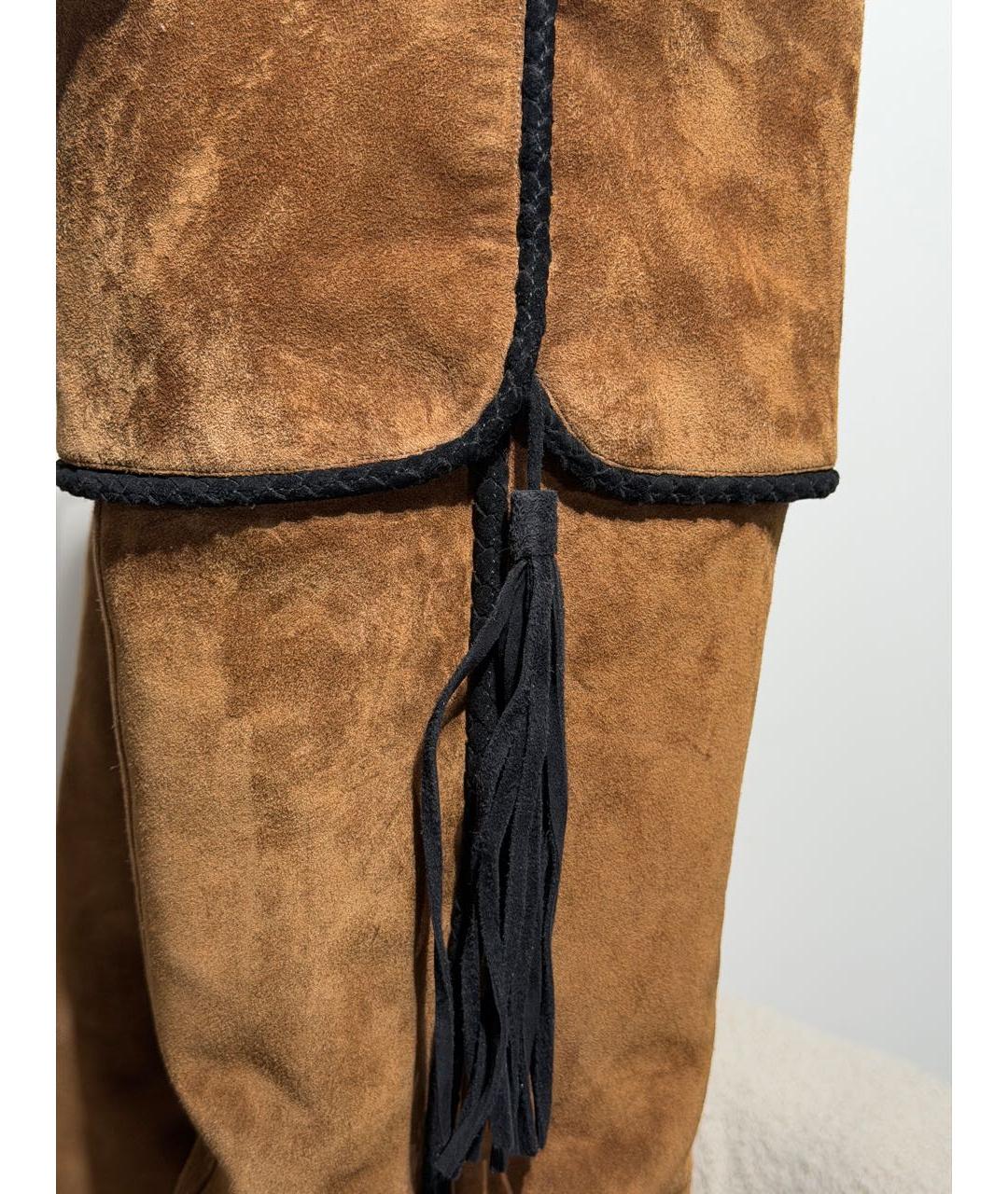 SAINT LAURENT Коричневые замшевые сапоги, фото 6