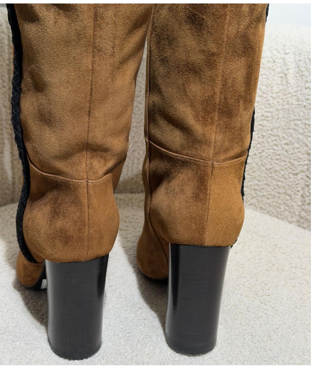 SAINT LAURENT Коричневые замшевые сапоги, фото 3