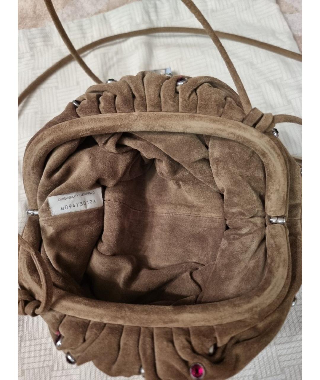 BOTTEGA VENETA Коричневая замшевая сумка через плечо, фото 4