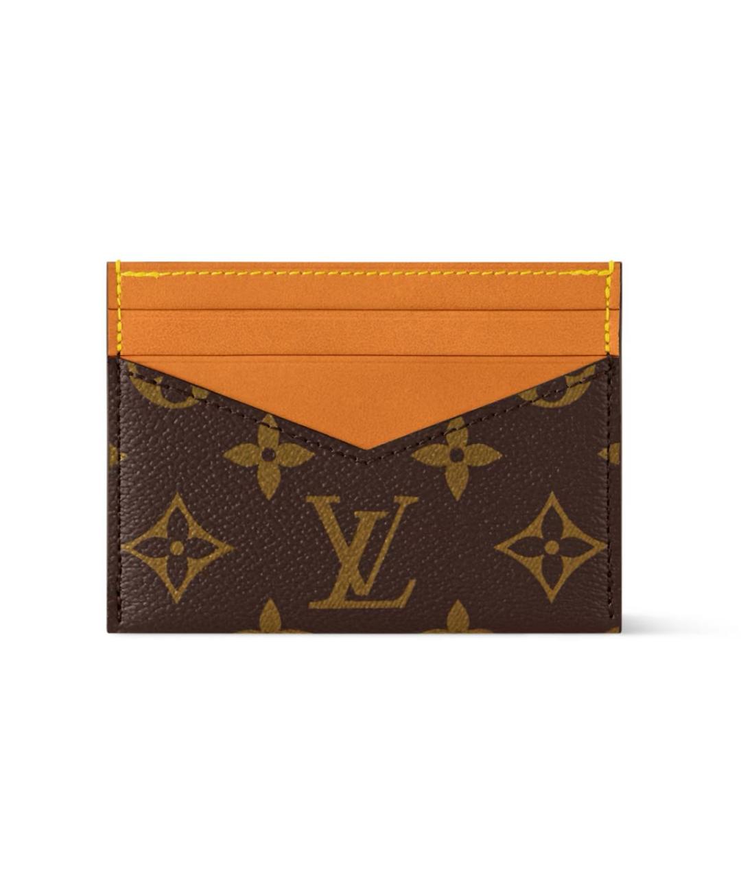 LOUIS VUITTON Оранжевый кожаный кардхолдер, фото 1