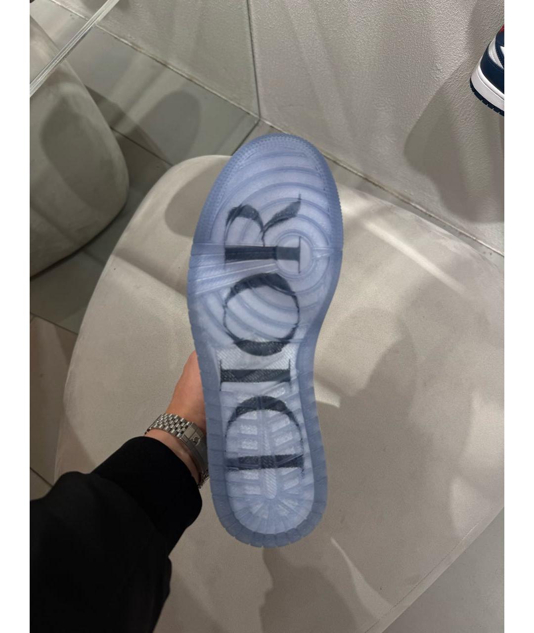 CHRISTIAN DIOR Серые кожаные высокие кроссовки / кеды, фото 3