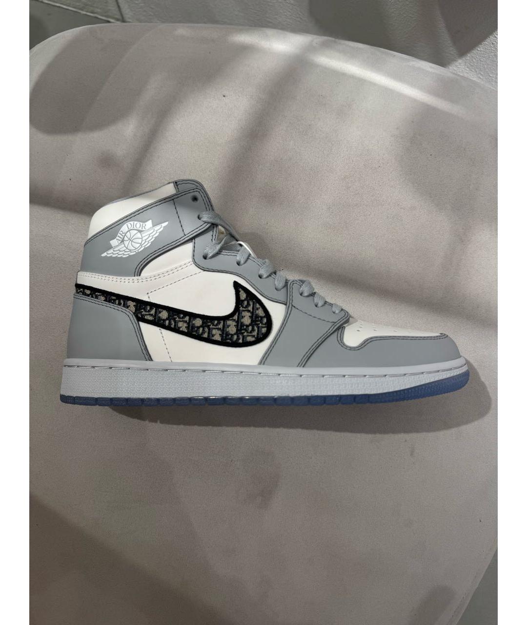 CHRISTIAN DIOR Серые кожаные высокие кроссовки / кеды, фото 5