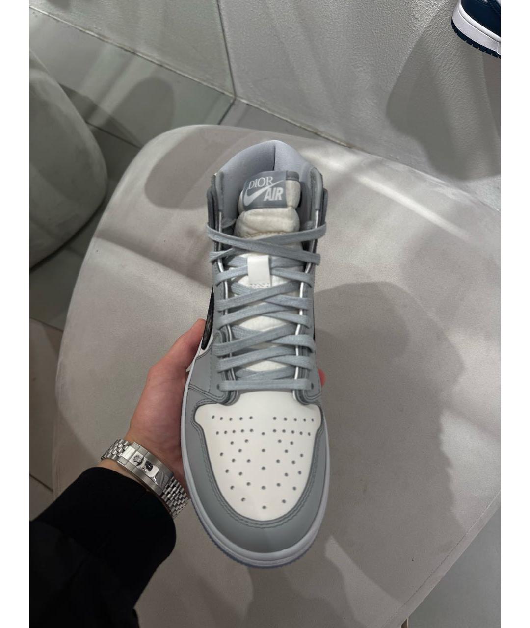 CHRISTIAN DIOR Серые кожаные высокие кроссовки / кеды, фото 2