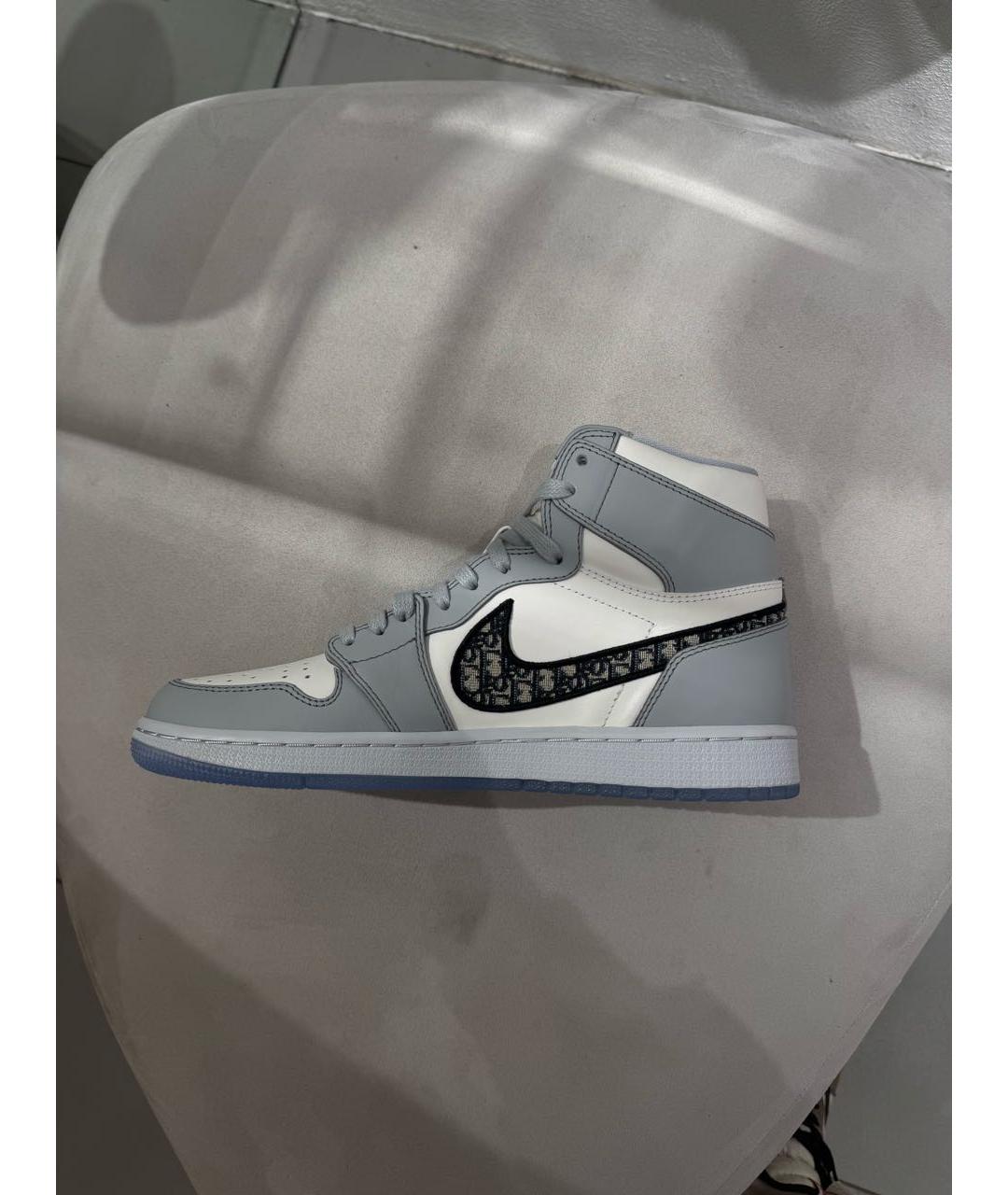 CHRISTIAN DIOR Серые кожаные высокие кроссовки / кеды, фото 4