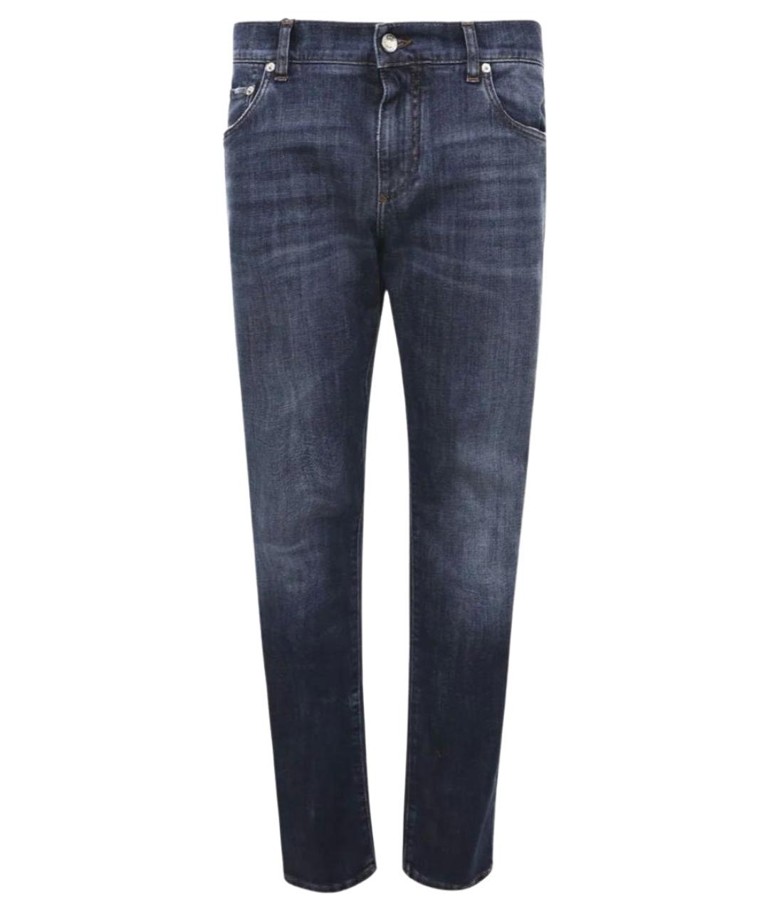 DOLCE&GABBANA Темно-синие хлопко-эластановые джинсы скинни, фото 1