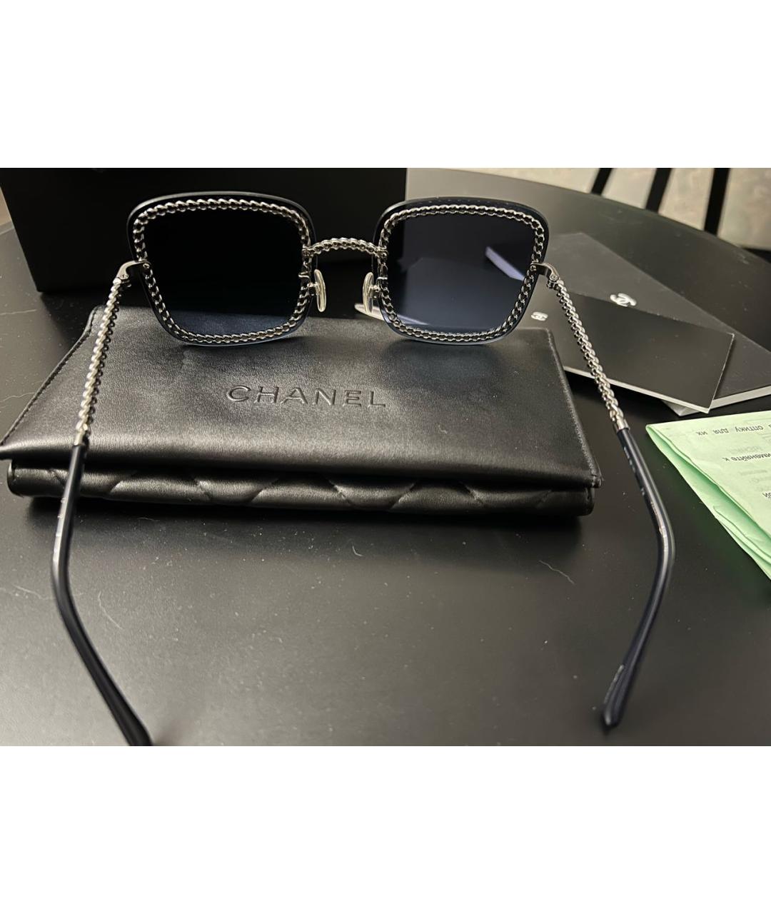 CHANEL Антрацитовые металлические солнцезащитные очки, фото 5