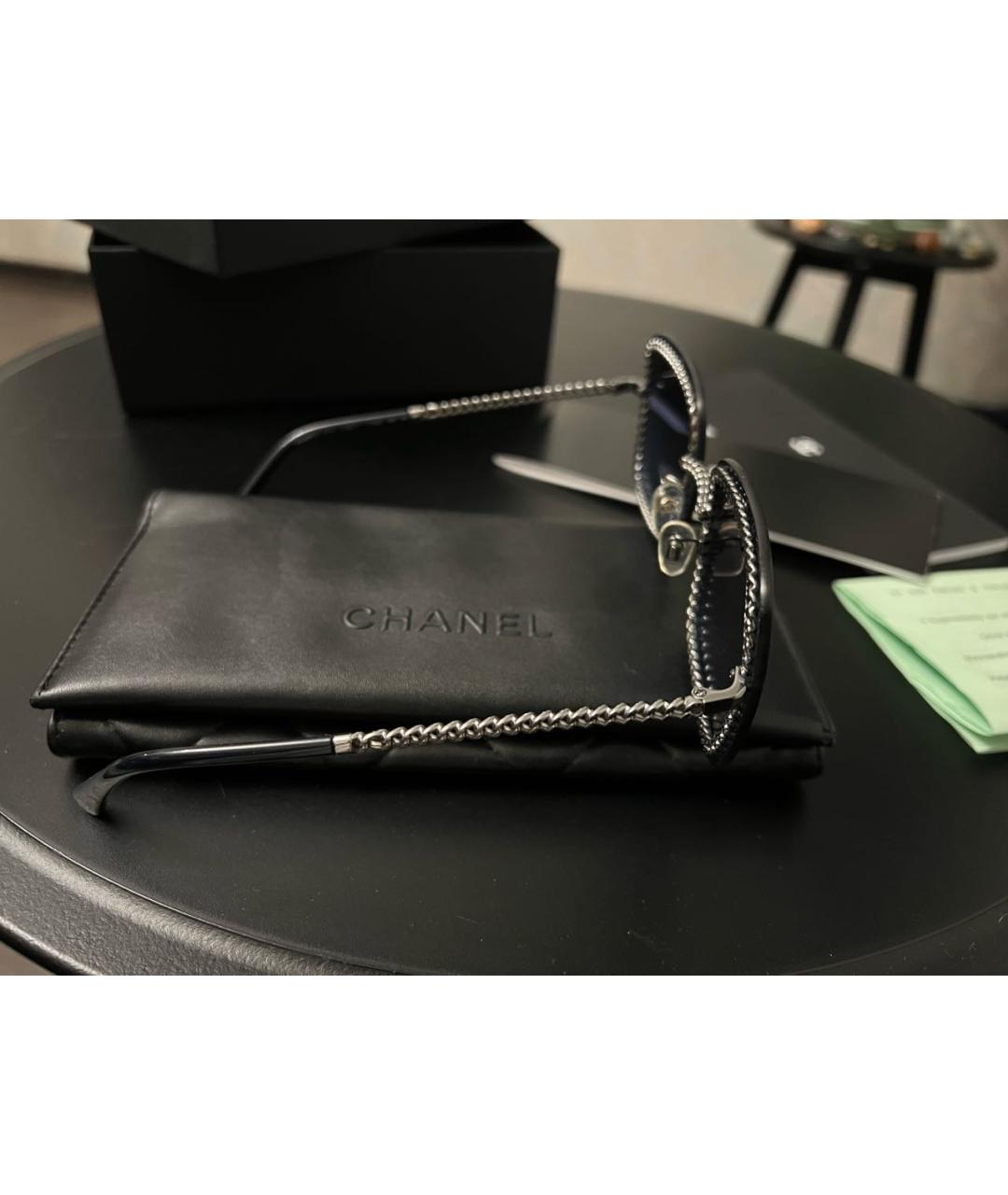 CHANEL Антрацитовые металлические солнцезащитные очки, фото 3