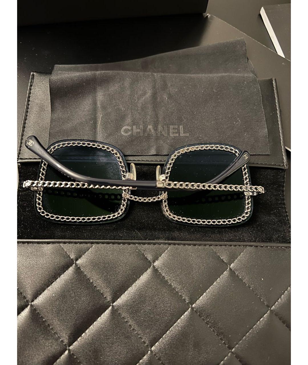 CHANEL Антрацитовые металлические солнцезащитные очки, фото 6