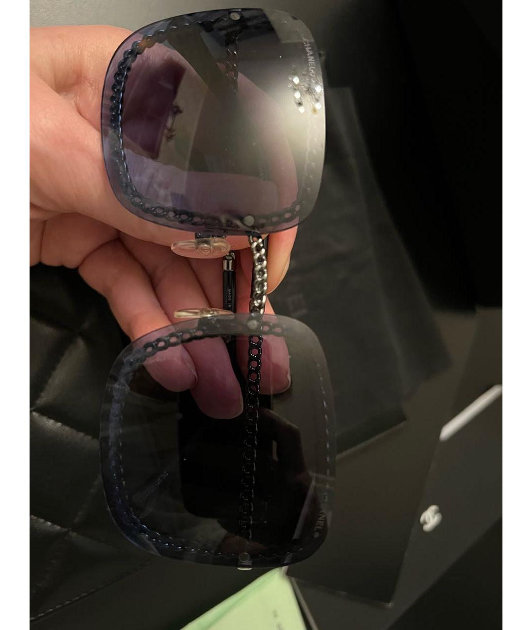 CHANEL Антрацитовые металлические солнцезащитные очки, фото 2