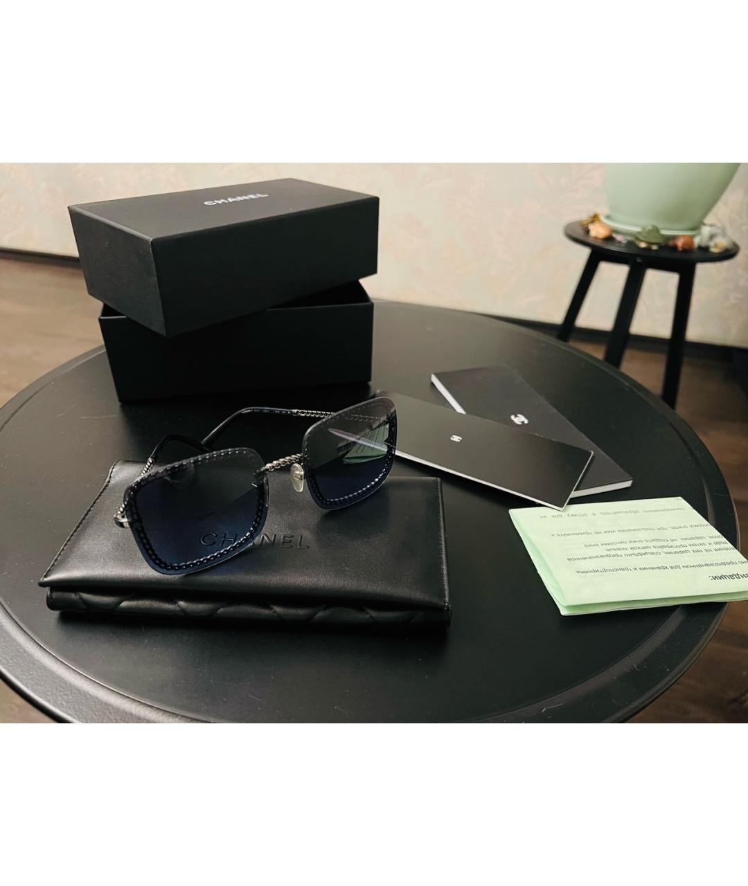 CHANEL Антрацитовые металлические солнцезащитные очки, фото 4