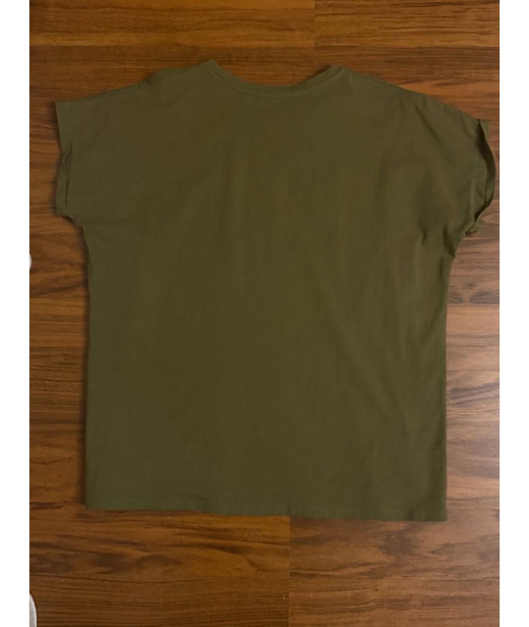 BALMAIN Хаки хлопковая футболка, фото 2