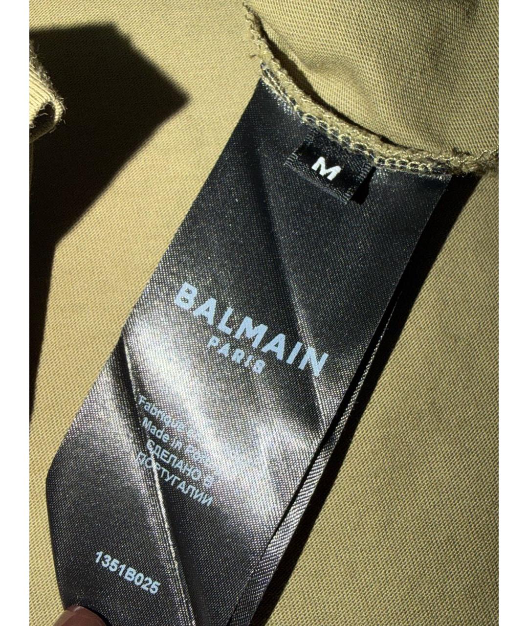 BALMAIN Хаки хлопковая футболка, фото 5