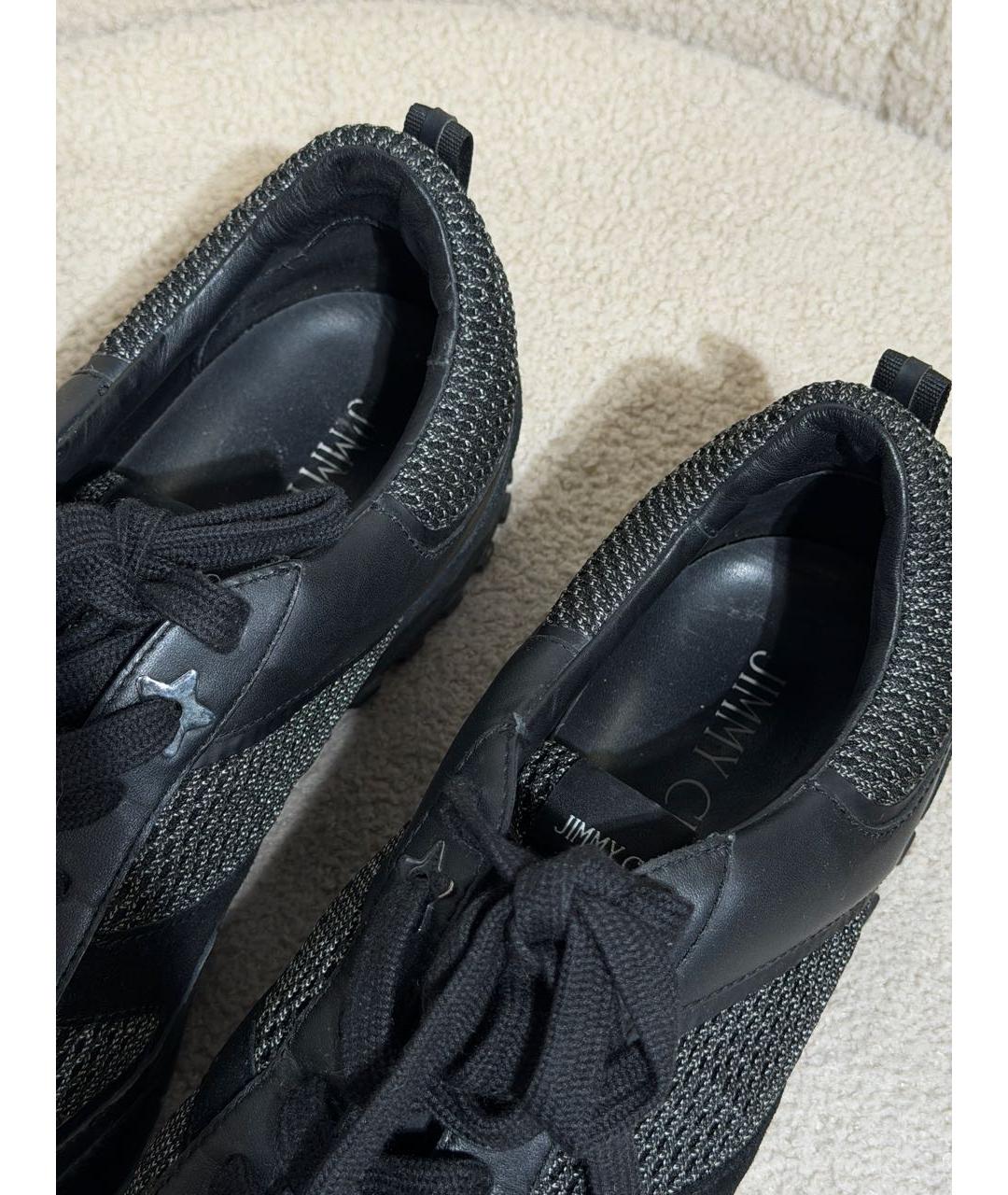 JIMMY CHOO Черные кожаные низкие кроссовки / кеды, фото 3