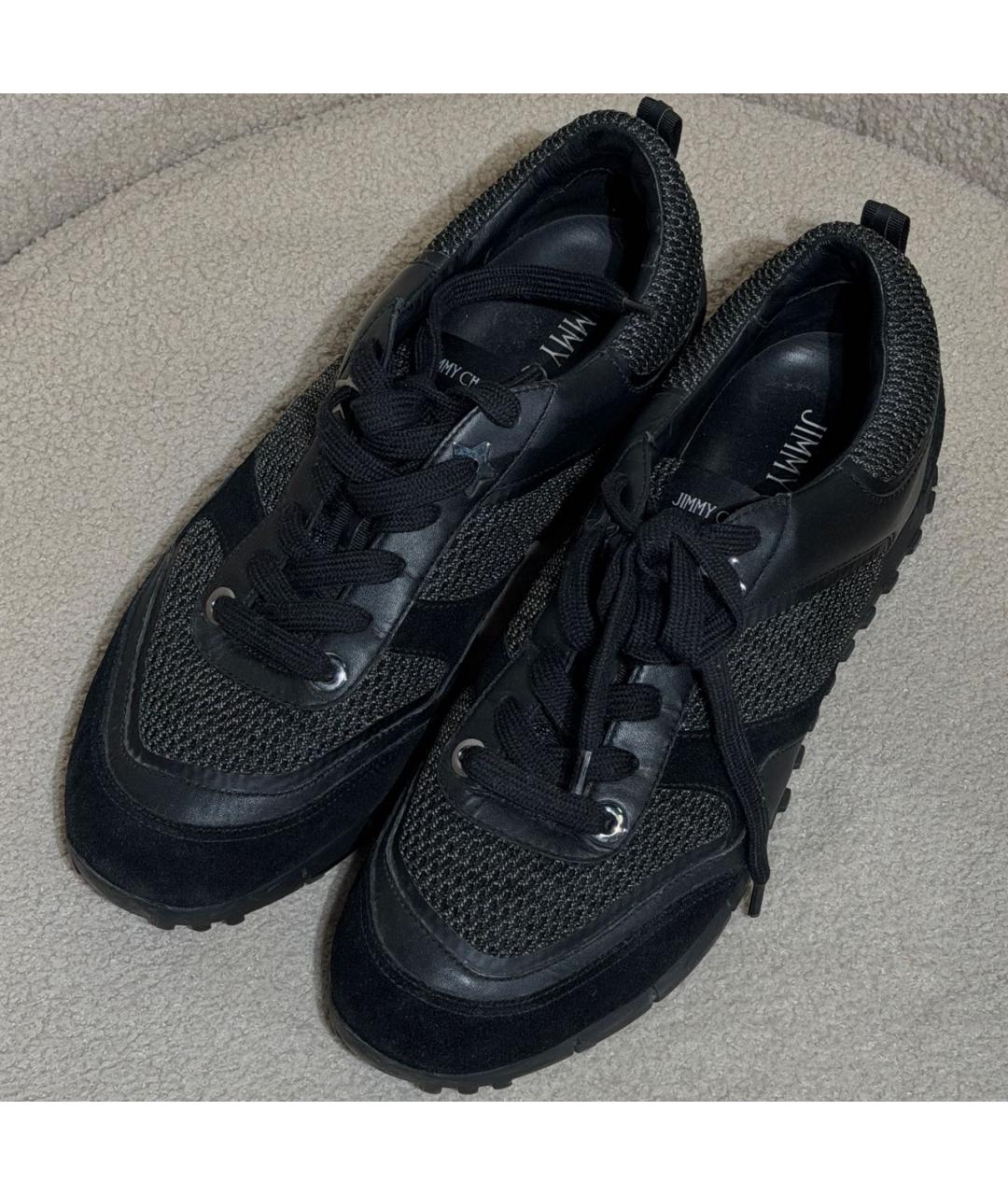 JIMMY CHOO Черные кожаные низкие кроссовки / кеды, фото 6
