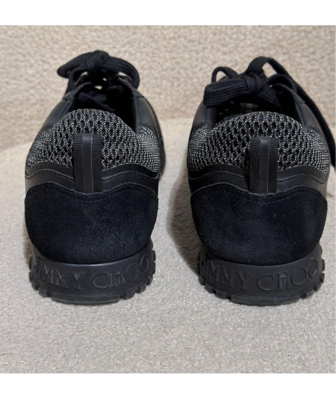 JIMMY CHOO Черные кожаные низкие кроссовки / кеды, фото 4
