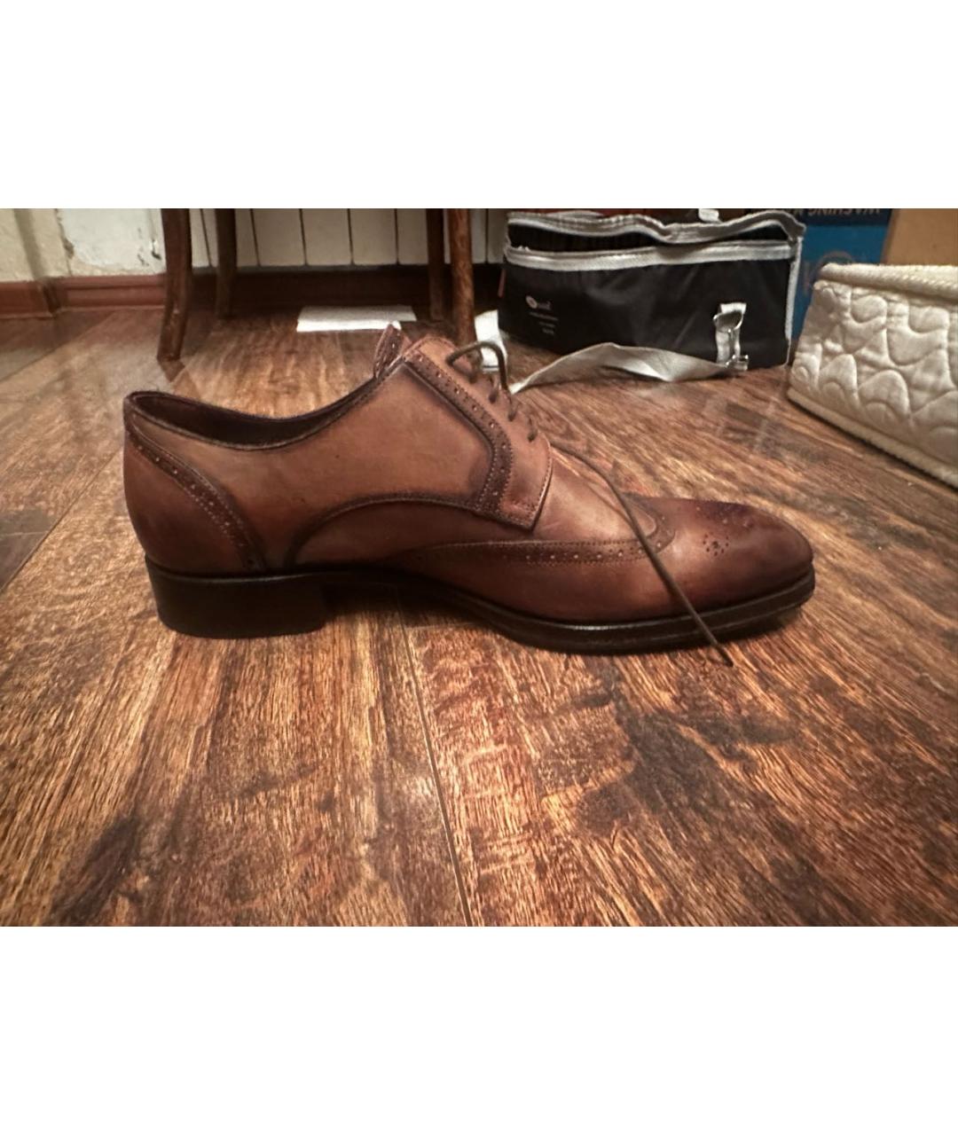 BRIONI Коричневые кожаные туфли, фото 5