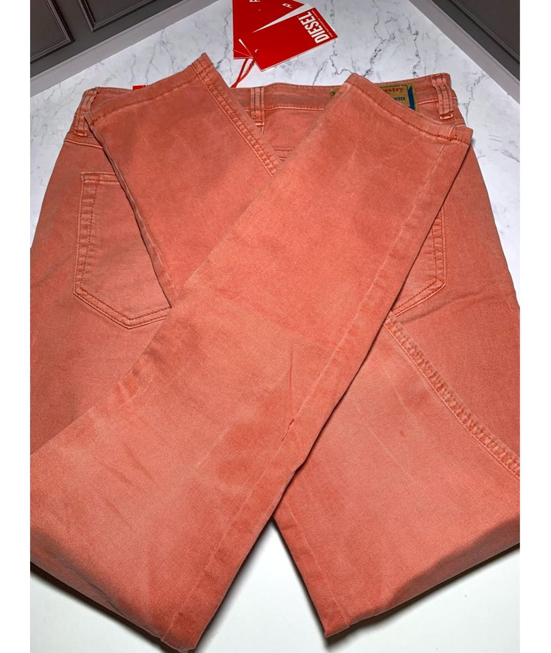 DIESEL Коралловые хлопко-эластановые джинсы слим, фото 7