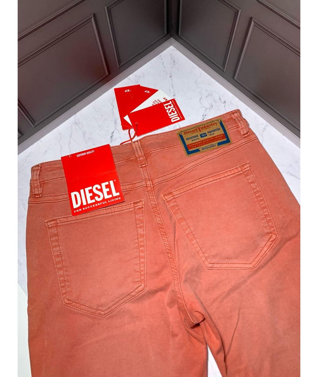 DIESEL Коралловые хлопко-эластановые джинсы слим, фото 5