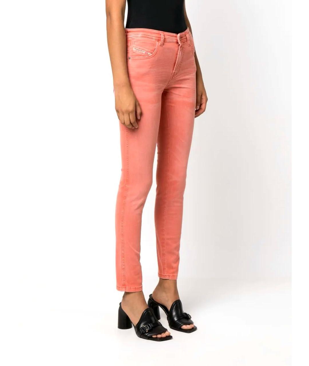 DIESEL Коралловые хлопко-эластановые джинсы слим, фото 2