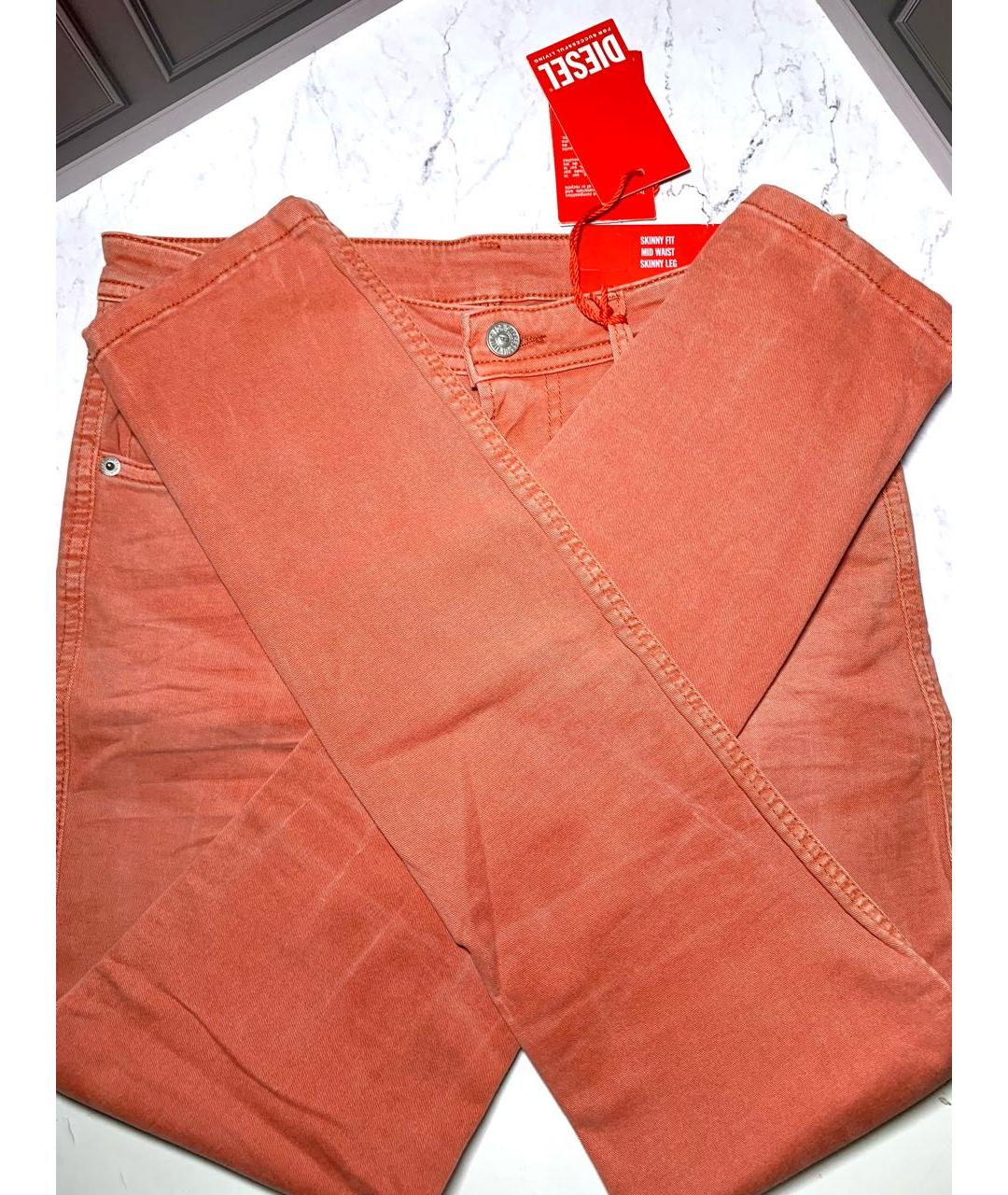 DIESEL Коралловые хлопко-эластановые джинсы слим, фото 6
