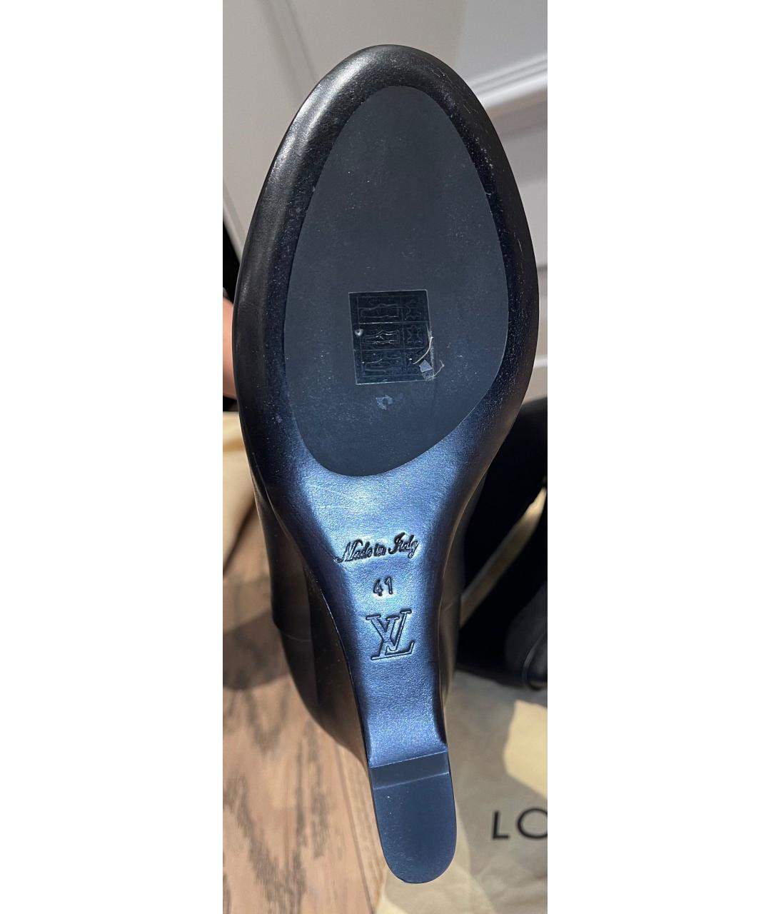 LOUIS VUITTON Черные кожаные сапоги, фото 3