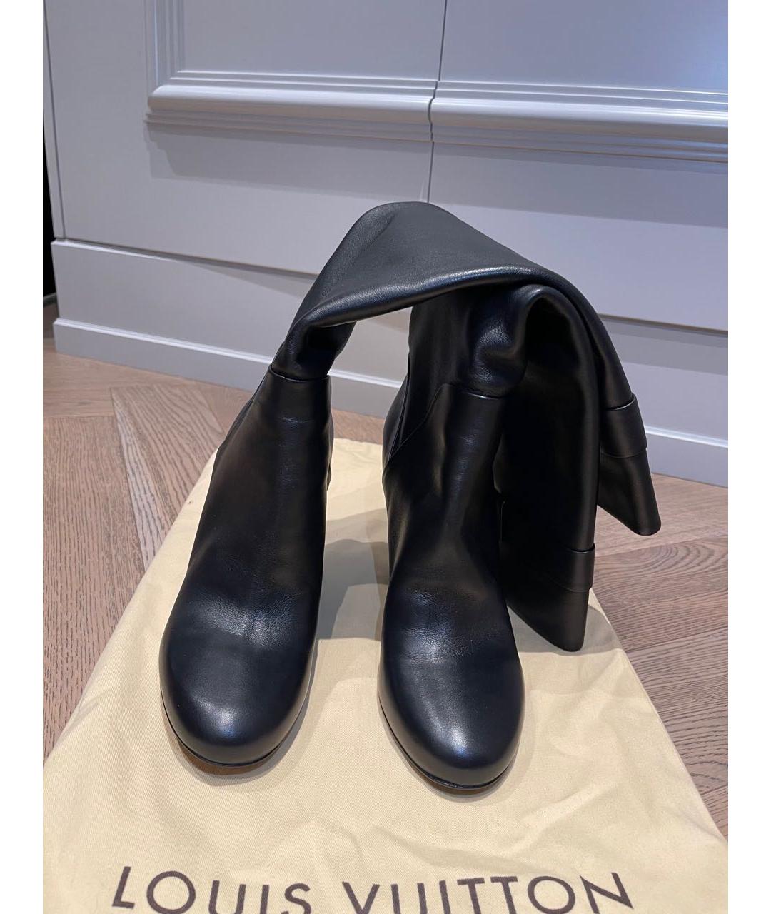 LOUIS VUITTON Черные кожаные сапоги, фото 2