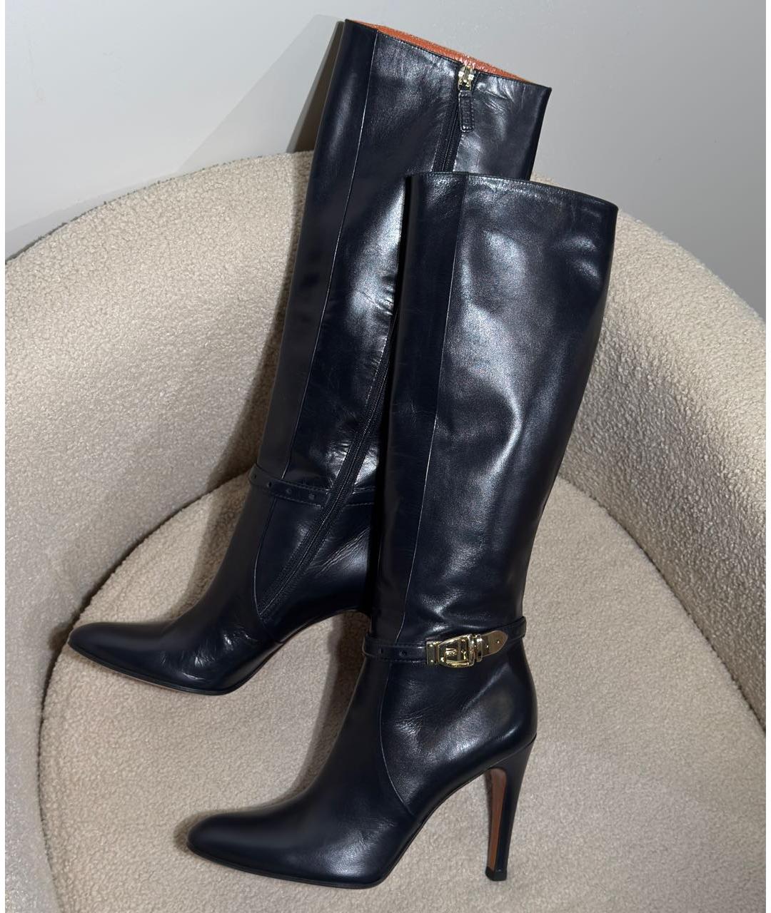 GUCCI Темно-синие кожаные сапоги, фото 5