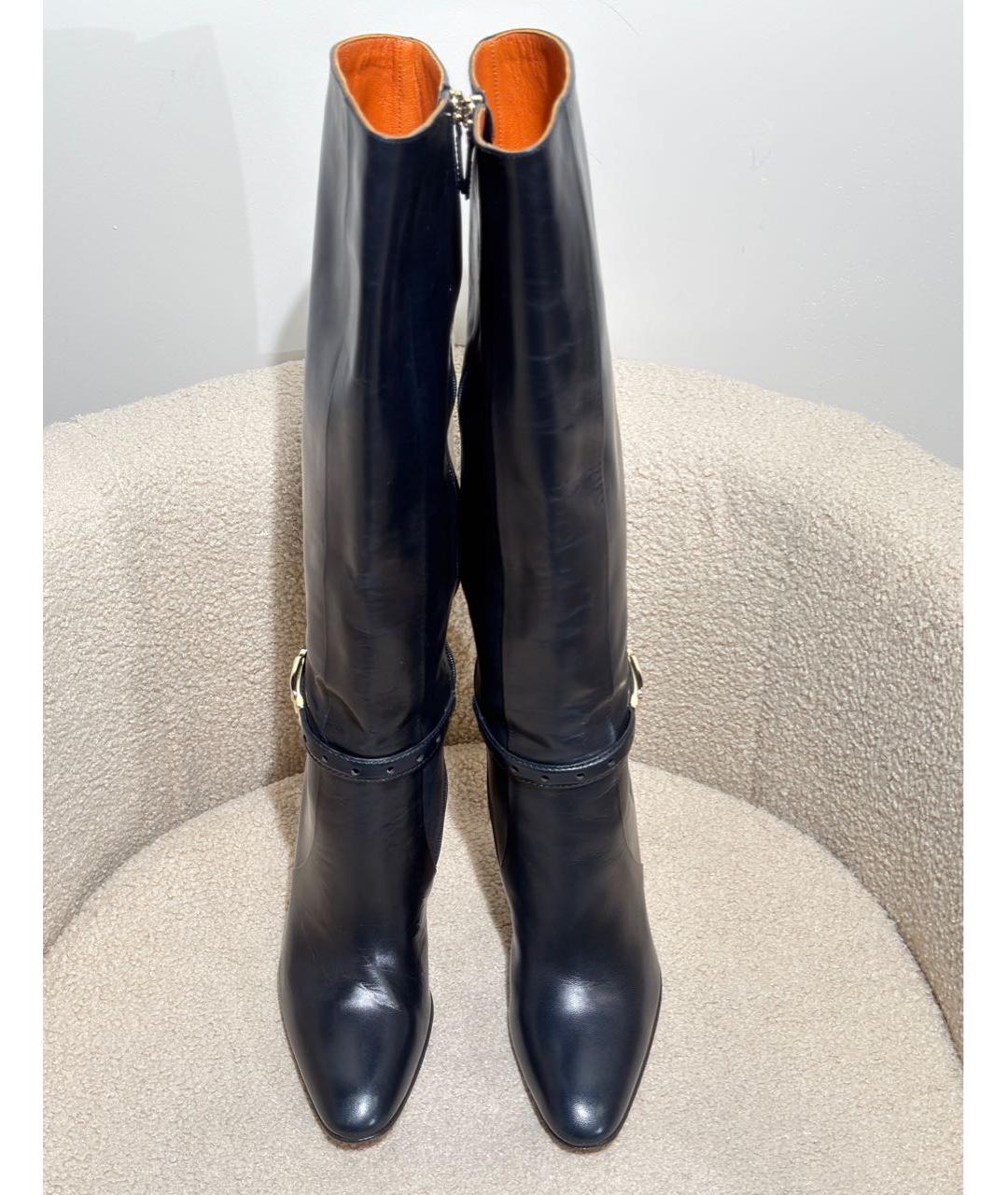 GUCCI Темно-синие кожаные сапоги, фото 2