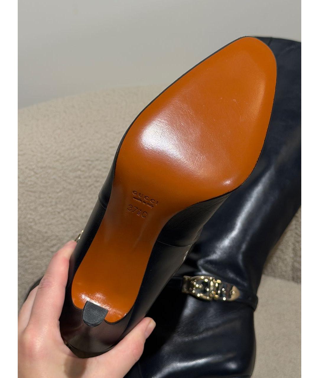 GUCCI Темно-синие кожаные сапоги, фото 7