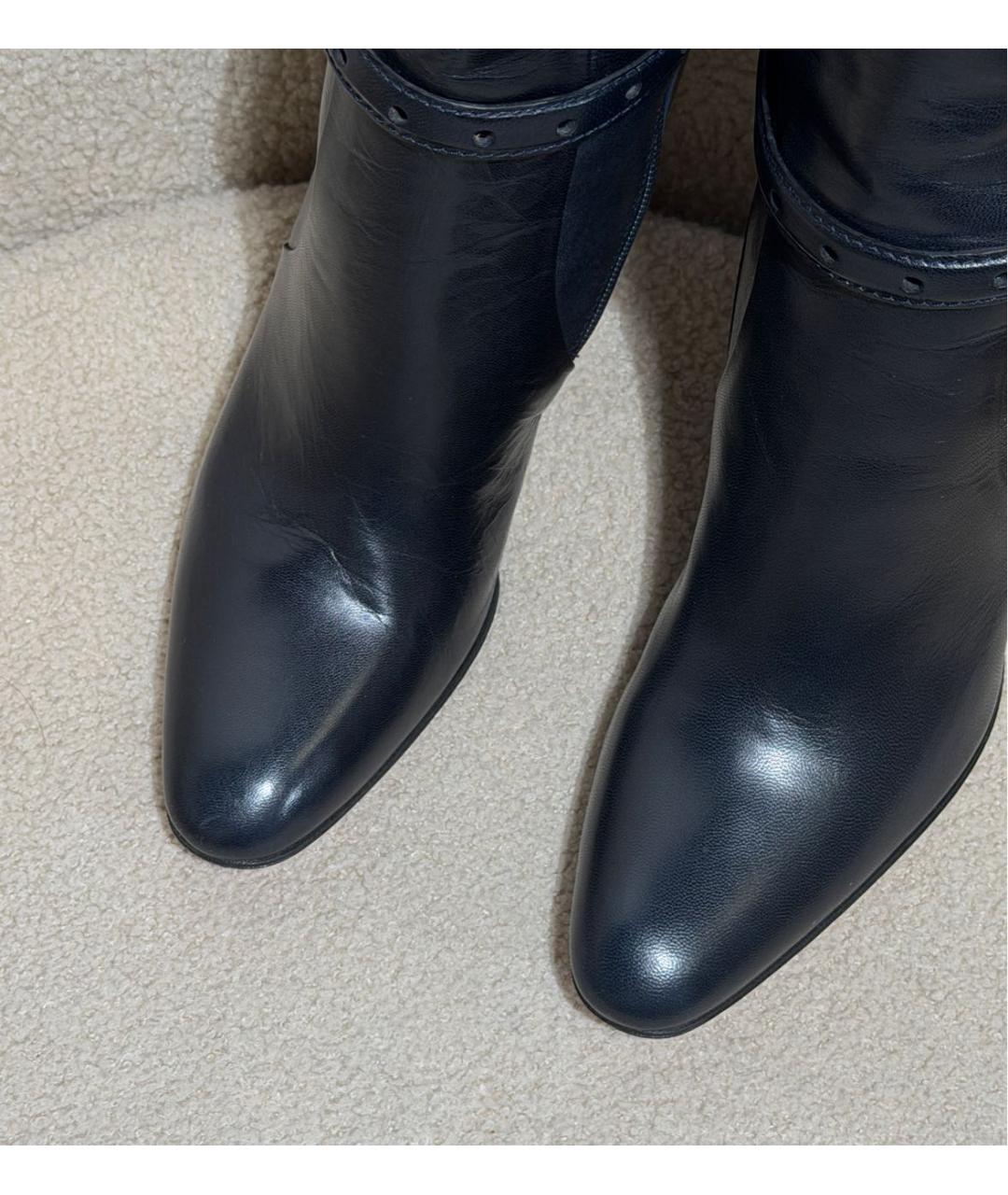 GUCCI Темно-синие кожаные сапоги, фото 3