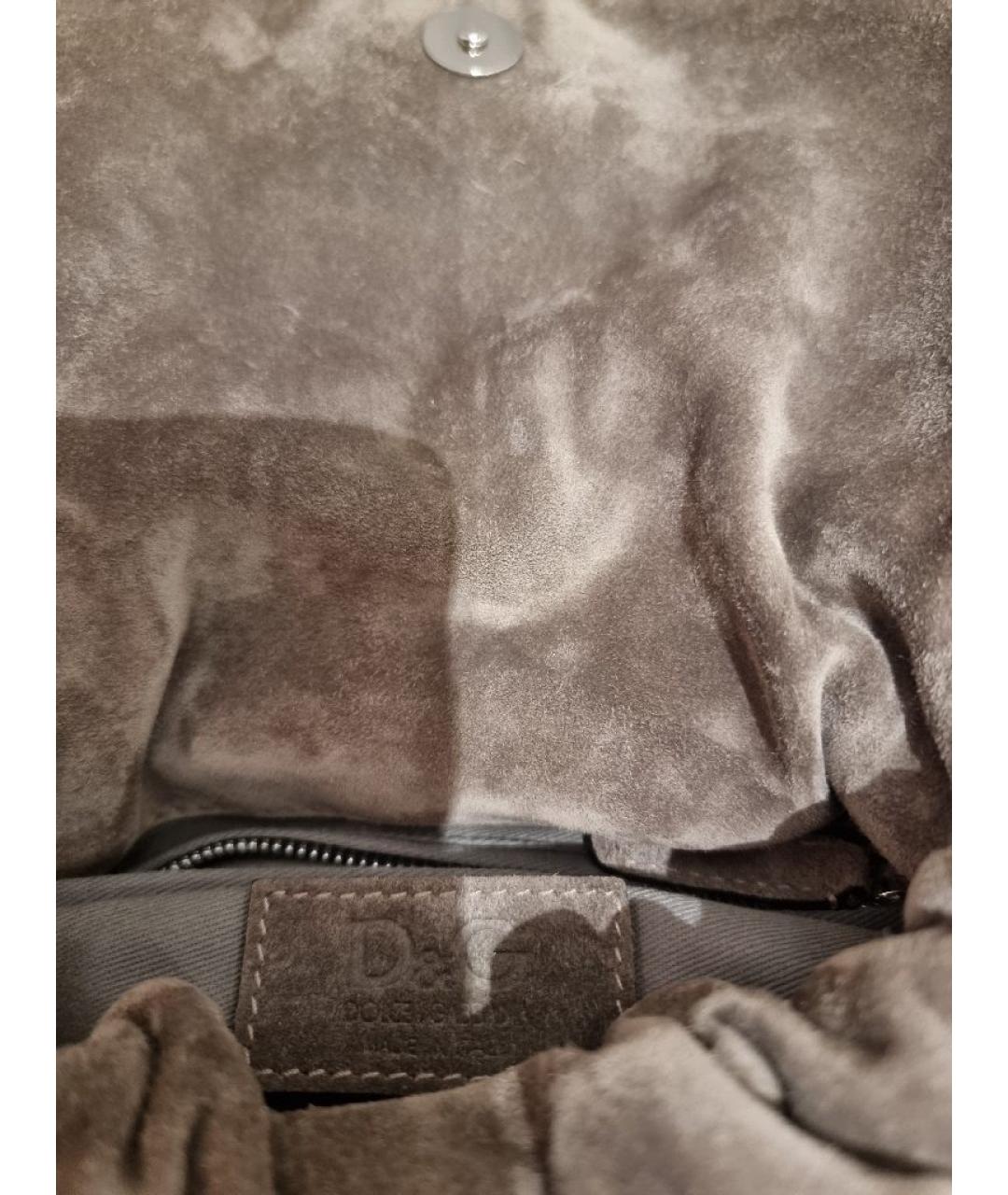 DOLCE&GABBANA Антрацитовая замшевая сумка через плечо, фото 5