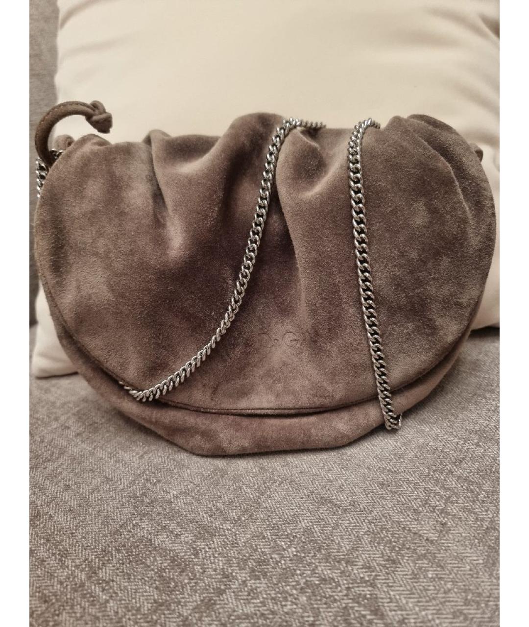 DOLCE&GABBANA Антрацитовая замшевая сумка через плечо, фото 7