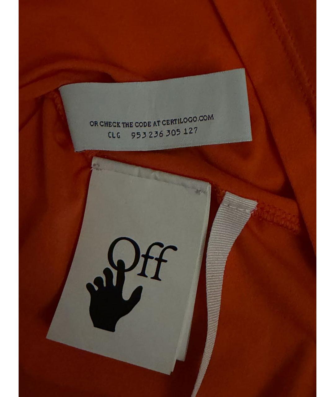 OFF-WHITE Оранжевая полиэстеровая футболка, фото 5