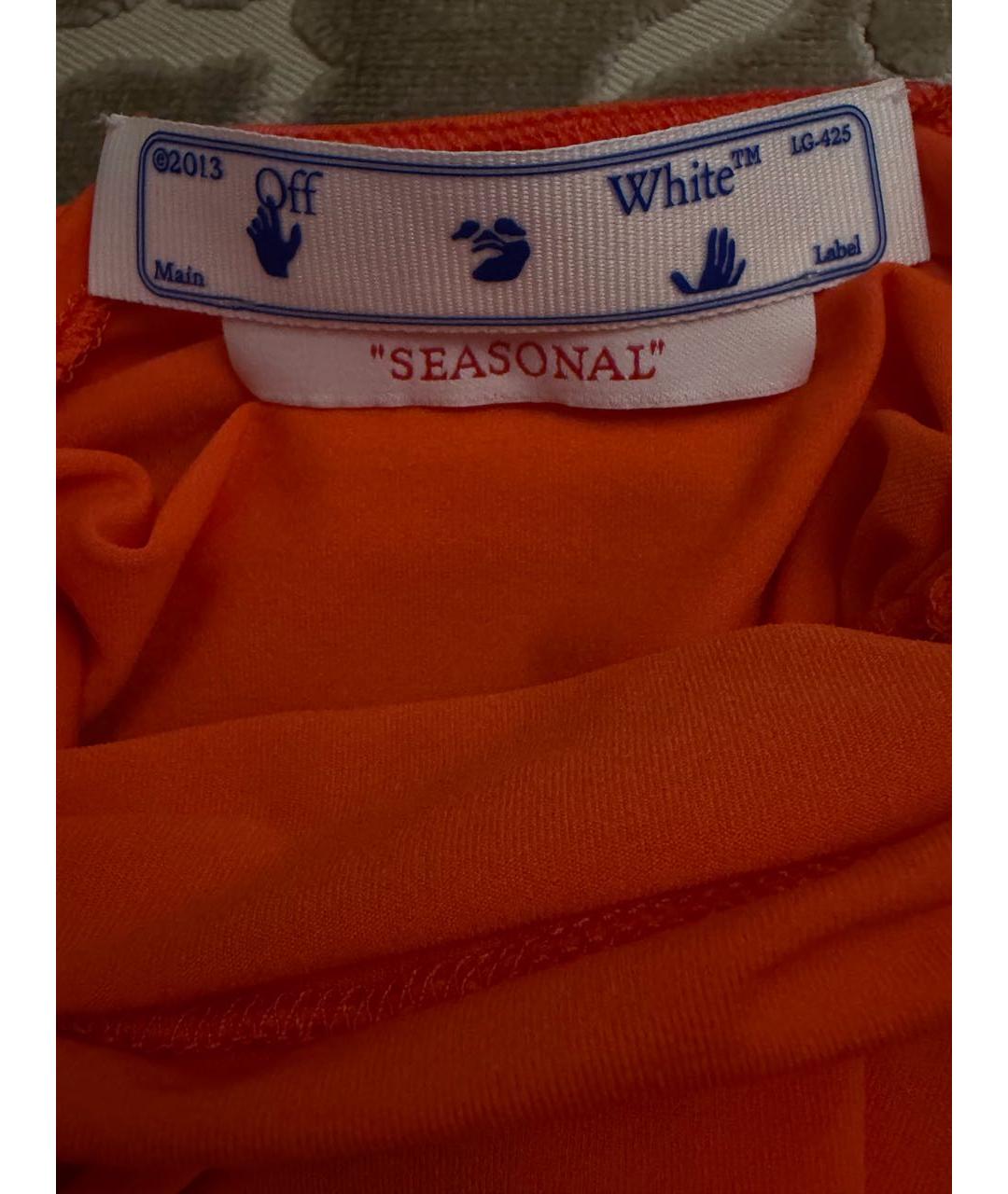 OFF-WHITE Оранжевая полиэстеровая футболка, фото 3