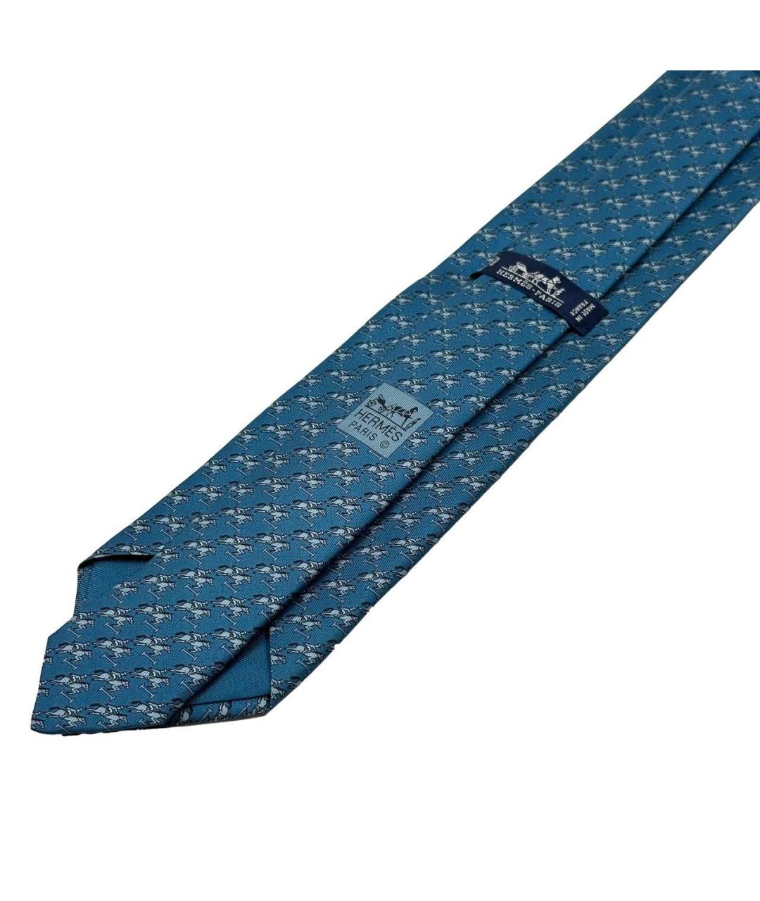 HERMES Синий шелковый галстук, фото 2