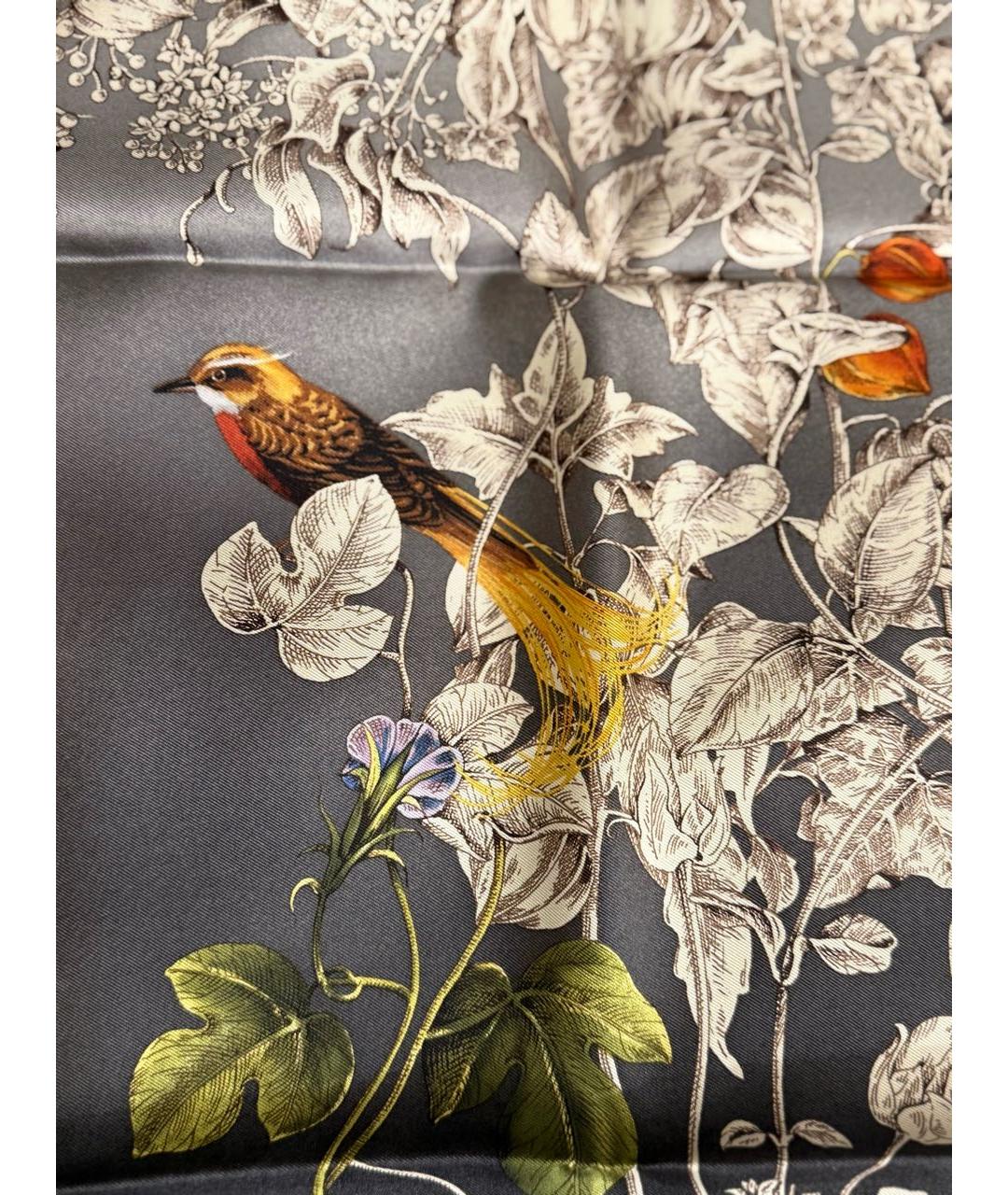 GUCCI Антрацитовый шелковый платок, фото 6